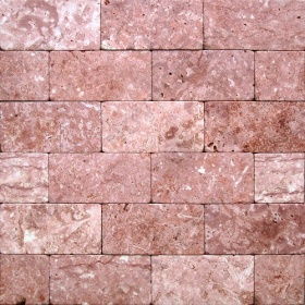 Камень для пола "Кирпич" доломит малиновый с розовым - 100х50х20 мм, галтованный, пиленый с 6 сторон