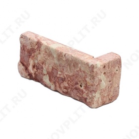 Угловой камень "Кирпич" доломит кремовый с розовым - 60х(50+150) мм, шуба, галтованный, пиленый с 5 сторон