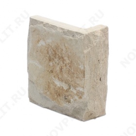 Угловой камень "Плитка" доломит бежевый - 100хПогон мм, со сколом, пиленый с 5 сторон
