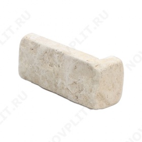 Угловой камень "Кирпич" доломит бежевый - 60х(50+150) мм, шуба, галтованный, пиленый с 5 сторон