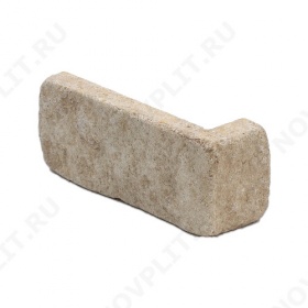 Угловой камень "Кирпич" доломит кофейный - 60х(50+150) мм, шуба, галтованный, пиленый с 5 сторон