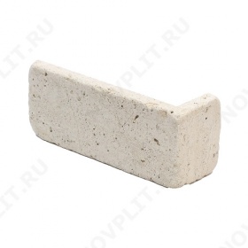 Угловой камень "Кирпич" доломит белый с бежевым - 60х(50+150)х20 мм, галтованный, пиленый с 6 сторон