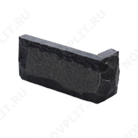 Угловой камень "Кирпич" шунгит тёмно-серый (чёрный) - 60х(50+150) мм, со сколом, пиленый с 5 сторон