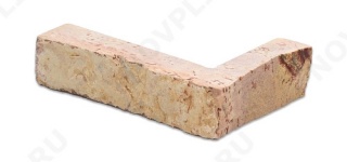 Угловой камень "Полоска" доломит желто-розовый "персик" - 20хПогон мм, шуба, пиленый с 5 сторон