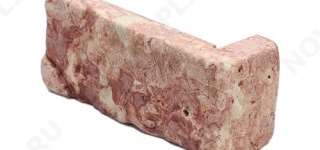 Угловой камень "Кирпич" доломит малиновый с розовым - 60х(50+150) мм, шуба, галтованный, пиленый с 5 сторон