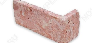 Угловой камень "Кирпич" доломит малиновый с розовым - 60х(50+150)х20 мм, галтованный, пиленый с 6 сторон