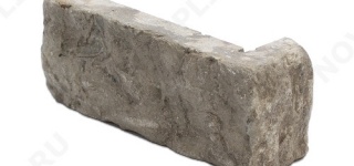 Угловой камень "Кирпич" доломит серый - 60х(50+150) мм, шуба, галтованный, пиленый с 5 сторон