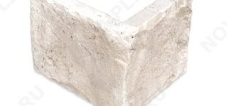 Угловой камень "Плитка" доломит белый с бежевым - 150хПогон мм, со сколом, пиленый с 5 сторон