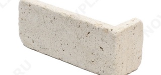 Угловой камень "Кирпич" доломит белый с бежевым - 60х(50+150)х20 мм, галтованный, пиленый с 6 сторон