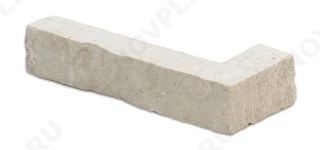 Угловой камень "Полоска" доломит белый с бежевым - 20хПогон мм, шуба, пиленый с 5 сторон