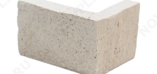 Угловой камень "Полоска" доломит белый с бежевым - 60хПогон мм, шуба, пиленый с 5 сторон