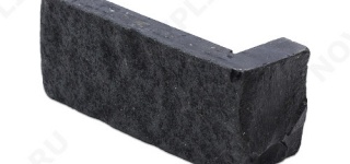 Угловой камень "Кирпич" шунгит тёмно-серый (чёрный) - 60х(50+150) мм, шуба, галтованный, пиленый с 5 сторон