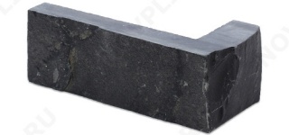 Угловой камень "Полоска" шунгит тёмно-серый (чёрный) - 40хПогон мм, шуба, пиленый с 5 сторон