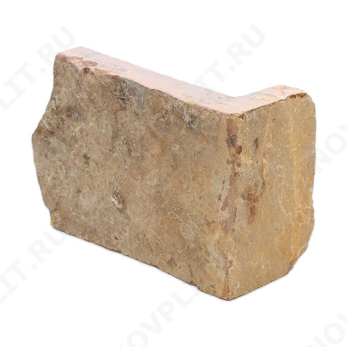 Угловой камень "Стрелки" доломит желто-розовый "персик" - 90хПогон мм, шуба, пиленый с 3 сторон