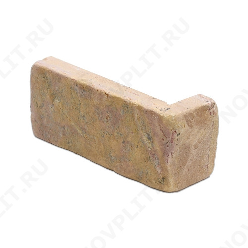 Угловой камень "Кирпич" доломит желто-розовый "персик" - 60х(50+150) мм, шуба, галтованный, пиленый с 5 сторон