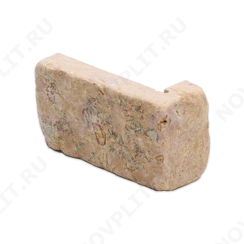 Угловой камень "Полоска" доломит желто-розовый "персик" - 50хПогон мм, шуба, галтованный, пиленый с 5 сторон