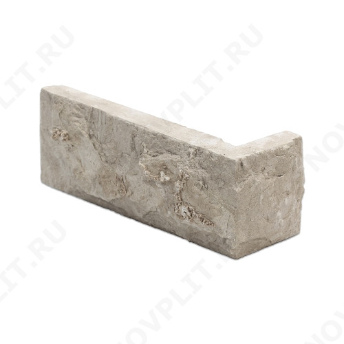 Угловой камень "Кирпич" доломит бело серый "изборский" - 60х(50+150) мм, со сколом, пиленый с 5 сторон