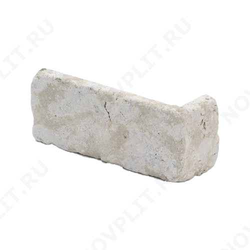 Угловой камень "Кирпич" доломит бело серый "изборский" - 60х(50+150)х20 мм, галтованный, пиленый с 6 сторон