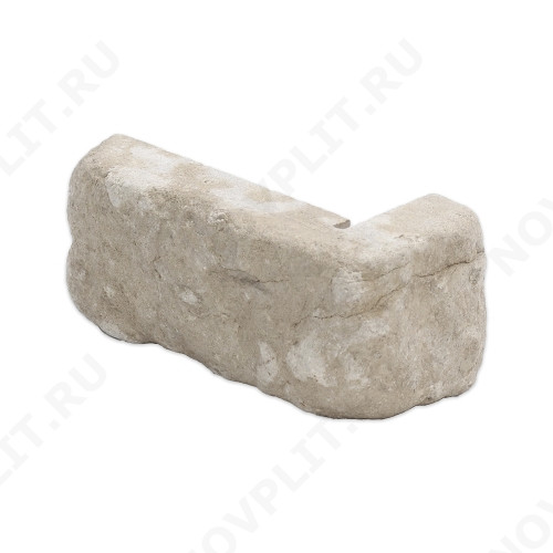 Угловой камень "Полоска" доломит бело серый "изборский" - 50хПогон мм, шуба, галтованный, пиленый с 5 сторон