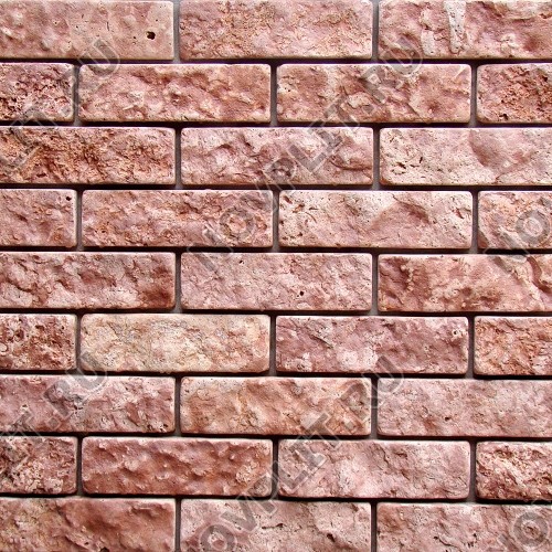 Камень под кирпич доломит малиновый с розовым - 60х200 мм, шуба, галтованный, пиленый с 5 сторон