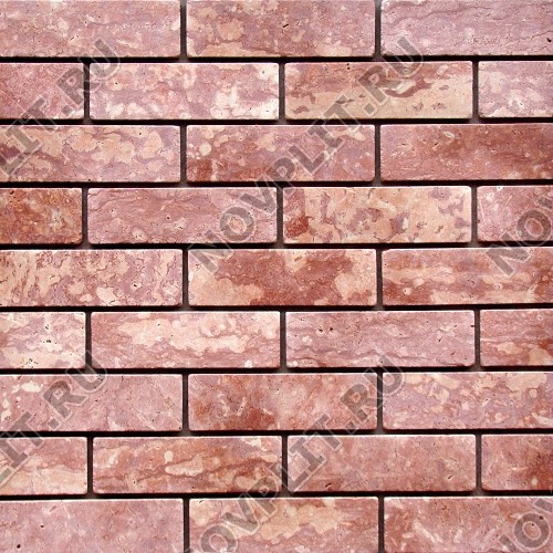 Камень под кирпич доломит малиновый с розовым - 60х200х20 мм, галтованный, пиленый с 6 сторон