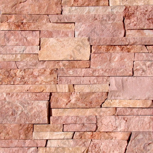 Камень лапша "Стрелка" доломит малиновый с розовым - 90хПогон мм, шуба, пиленый с 3 сторон