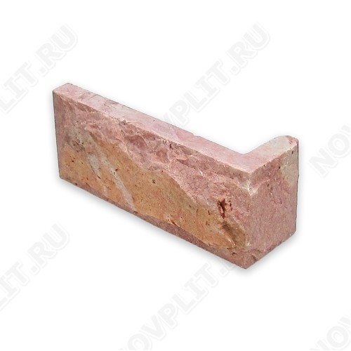 Угловой камень "Кирпич" доломит малиновый с розовым - 60х(50+150) мм, со сколом, пиленый с 5 сторон
