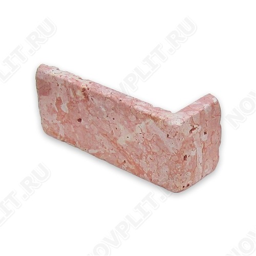 Угловой камень "Кирпич" доломит малиновый с розовым - 60х(50+150)х20 мм, галтованный, пиленый с 6 сторон