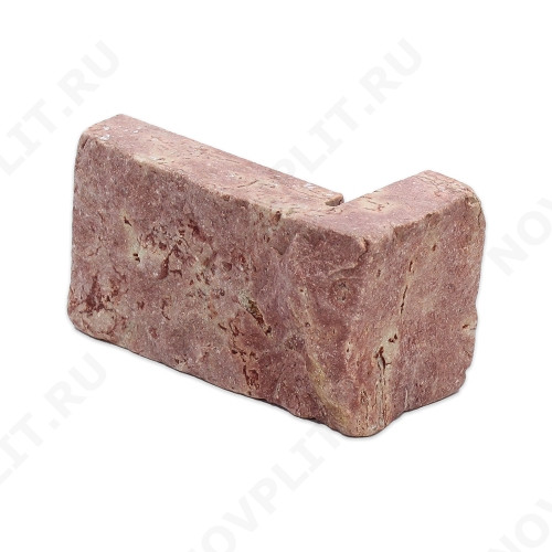 Угловой камень "Полоска" доломит малиновый с розовым - 50хПогон мм, шуба, галтованный, пиленый с 5 сторон