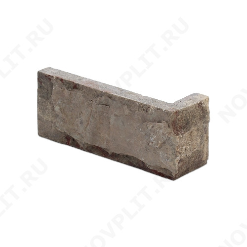 Угловой камень "Кирпич" доломит бурый "серо-малиновый" - 60х(50+150) мм, со сколом, пиленый с 5 сторон