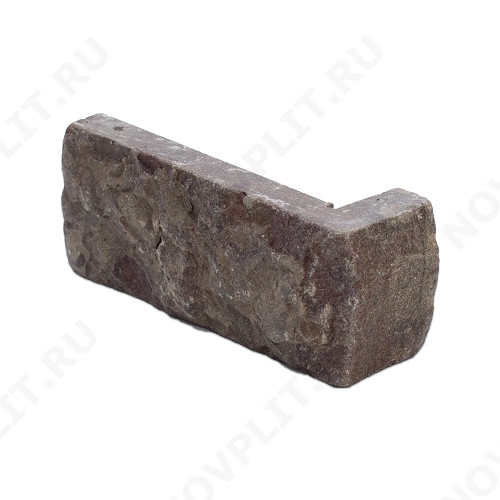 Угловой камень "Кирпич" доломит бурый "серо-малиновый" - 60х(50+150) мм, шуба, галтованный, пиленый с 5 сторон