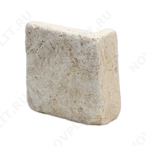 Угловой камень "Плитка" доломит бежевый - 100хПогонх20 мм, шуба, галтованный, пиленый с 5 сторон