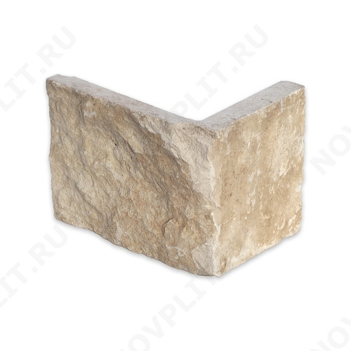 Угловой камень "Плитка" доломит бежевый - 150хПогон мм, шуба, пиленый с 5 сторон