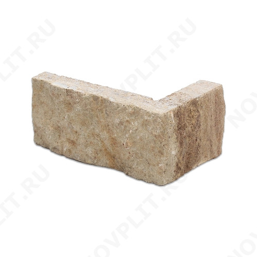 Угловой камень "Полоска" доломит бежевый - 50хПогон мм, шуба, пиленый с 5 сторон