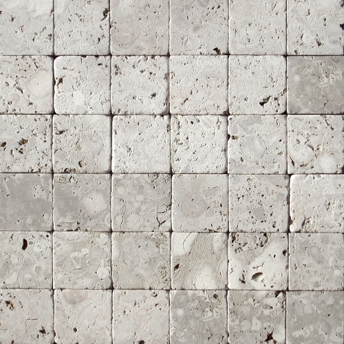 Камень для пола "Квадрат" доломит светло-серый "мустанг" - 100х100х20 мм, галтованный, пиленый с 6 сторон