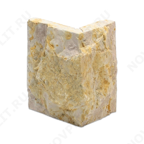 Угловой камень "Плитка" доломит серый с желтым - 100хПогон мм, со сколом, пиленый с 5 сторон