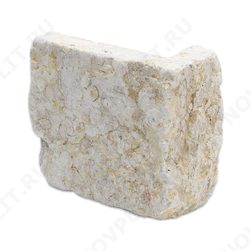Угловой камень "Плитка" доломит серый с желтым - 100хПогонх20 мм, шуба, галтованный, пиленый с 5 сторон