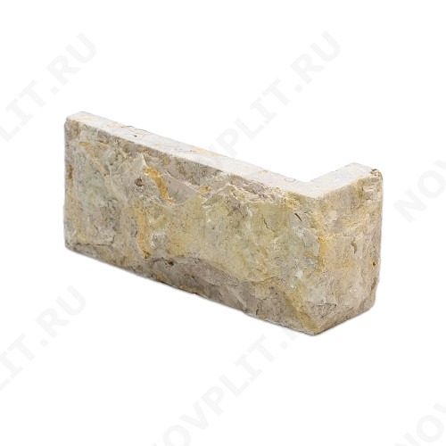 Угловой камень "Кирпич" доломит серый с желтым - 60х(50+150) мм, со сколом, пиленый с 5 сторон