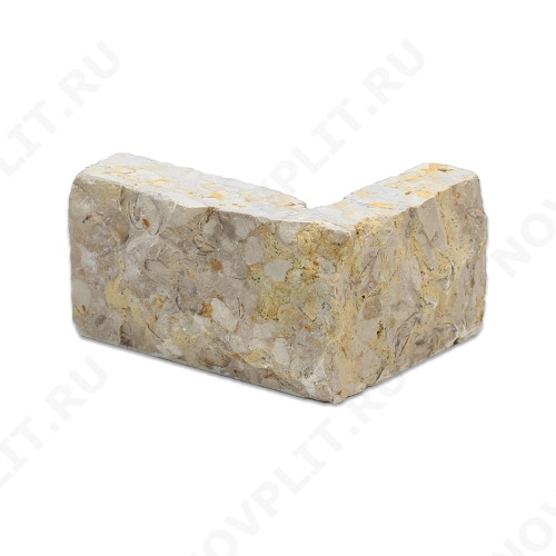 Угловой камень "Полоска" доломит серый с желтым - 40хПогон мм, шуба, пиленый с 5 сторон