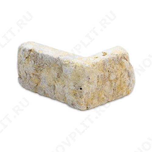 Угловой камень "Полоска" доломит серый с желтым - 50хПогон мм, шуба, галтованный, пиленый с 5 сторон