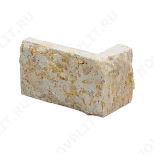 Угловой камень "Полоска" доломит серый с желтым - 60хПогон мм, шуба, пиленый с 5 сторон