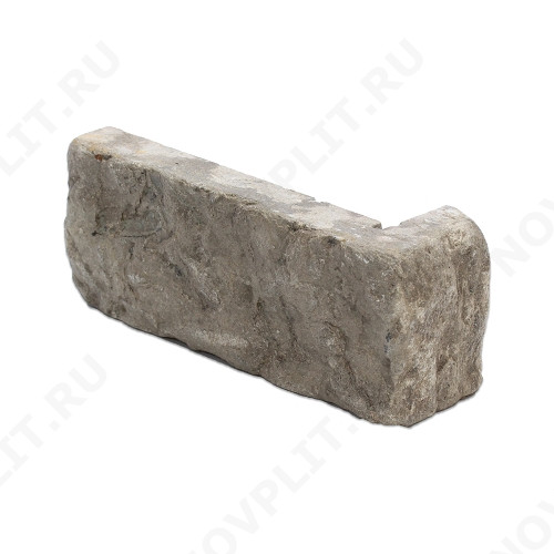 Угловой камень "Кирпич" доломит серый - 60х(50+150) мм, шуба, галтованный, пиленый с 5 сторон
