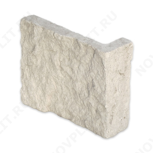 Угловой камень "Плитка" доломит белый с бежевым - 150хПогон мм, шуба, пиленый с 5 сторон