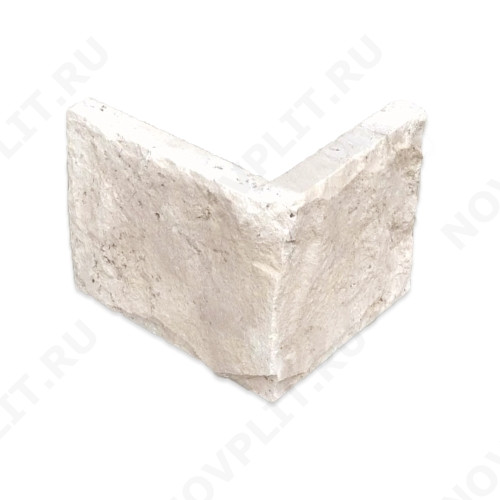 Угловой камень "Плитка" доломит белый с бежевым - 200хПогон мм, со сколом, пиленый с 5 сторон