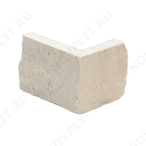 Угловой камень "Стрелки" доломит белый с бежевым - 60хПогон мм, шуба, пиленый с 3 сторон