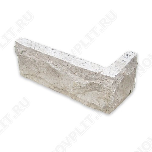 Угловой камень "Кирпич" доломит белый с бежевым - 60х(50+150) мм, со сколом, пиленый с 5 сторон