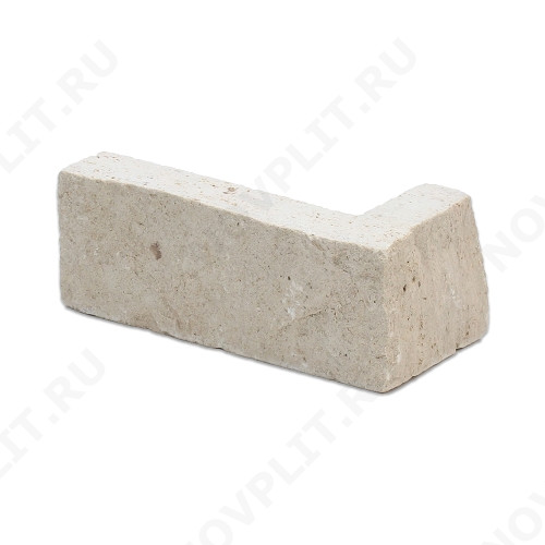 Угловой камень "Полоска" доломит белый с бежевым - 40хПогон мм, шуба, пиленый с 5 сторон