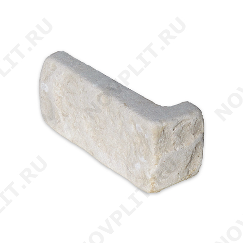 Угловой камень "Полоска" доломит белый с бежевым - 50хПогон мм, шуба, галтованный, пиленый с 5 сторон