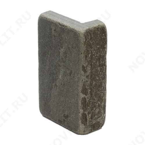 Угловой камень "Плитка" песчаник серо-зеленый - 100хПогонх20 мм, шуба, галтованный, пиленый с 5 сторон