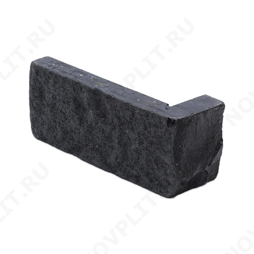 Угловой камень "Кирпич" шунгит тёмно-серый (чёрный) - 60х(50+150) мм, шуба, галтованный, пиленый с 5 сторон